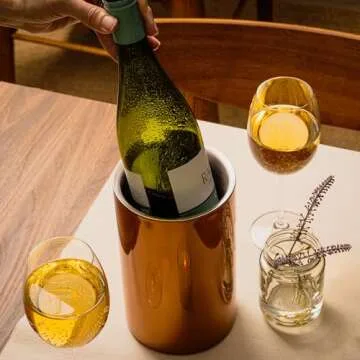 Enoluxe Wine Chiller for Bottles (Copper) - Champagne Bucket, Elegant Wine Bottle Chiller and Champagne Cooler, Insulated Wine Bucket Keeps Wine Cool, Champagne Bottle Chiller Fits Any Single Bottle