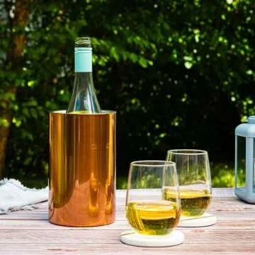 Enoluxe Wine Chiller for Bottles (Copper) - Champagne Bucket, Elegant Wine Bottle Chiller and Champagne Cooler, Insulated Wine Bucket Keeps Wine Cool, Champagne Bottle Chiller Fits Any Single Bottle