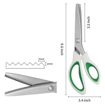 Fri4Free Pinking Shears, 9" Zig Zag Craft Scissors Decorative Edge, Pinking Shears for Fabric Cuttin...