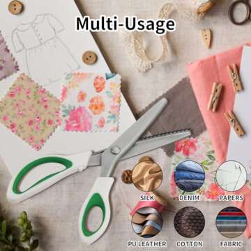 Fri4Free Pinking Shears, 9" Zig Zag Craft Scissors Decorative Edge, Pinking Shears for Fabric Cutting, Professional Dressmaking Sharp Comfort Grips Scrapbook Fabric Sewing Scissors