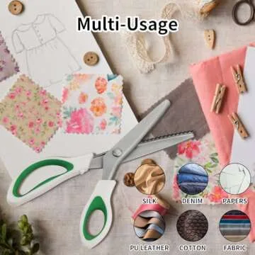 Fri4Free Pinking Shears, 9" Zig Zag Craft Scissors Decorative Edge, Pinking Shears for Fabric Cutting, Professional Dressmaking Sharp Comfort Grips Scrapbook Fabric Sewing Scissors