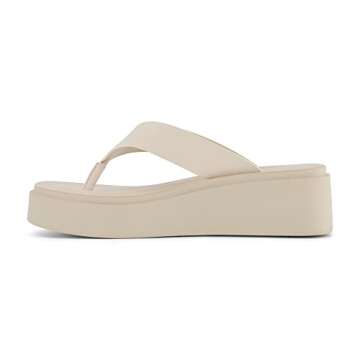 CUSHIONAIRE Women's Pippin thong platform sandal with +Memory Foam, Beige 10
