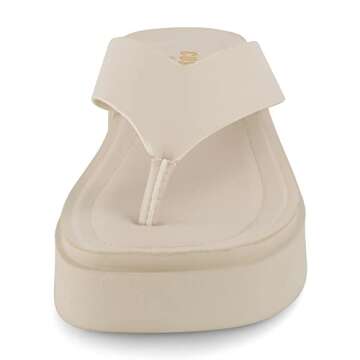 CUSHIONAIRE Women's Pippin thong platform sandal with +Memory Foam, Beige 10