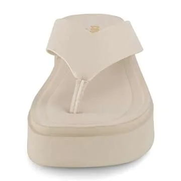 CUSHIONAIRE Women's Pippin thong platform sandal with +Memory Foam, Beige 10