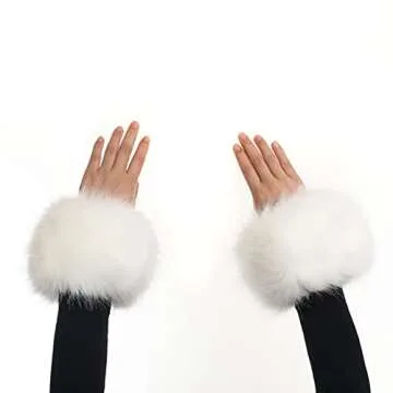 Dikoaina Faux Fur Wrist Cuffs - Stylish Winter Warmers
