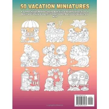 50 VACATION MINIATURES: A Summer Holiday-Related Coloring Book with 50 Delightful Illustrations of B...