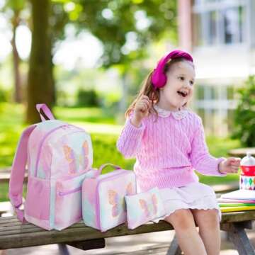 Cokouchyi 3-Piece Kids Backpack Set with Lunch Box & Pencil Case, Lightweight Preschool Backpack for...