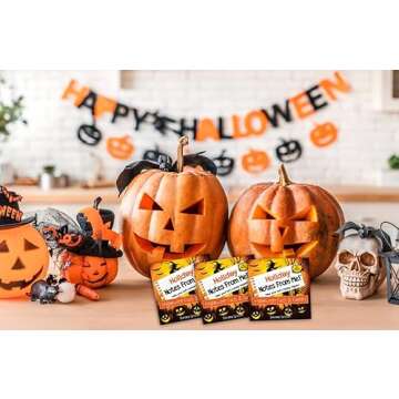 Notes From Me! 50 Tear-Off Lunch Box Notes for Kids, Halloween Facts & Funnies, Fun, Spooky, & Educational, Trick or Treating, Halloween Parties, Back to School Essential, Ages 8+