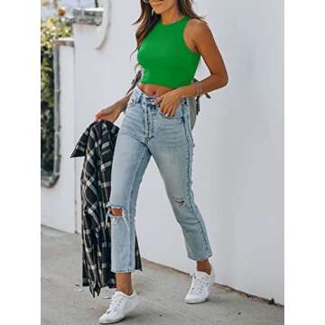 REORIA Stylish Sleeveless Crop Top for Women and Teens