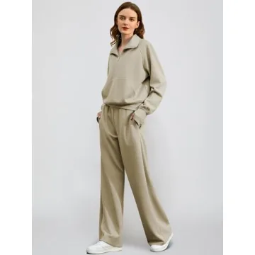 Casly Lamiit Women 2025 Fall Lounge Set Half Zip Sweatshirt Wide Leg Sweatpants