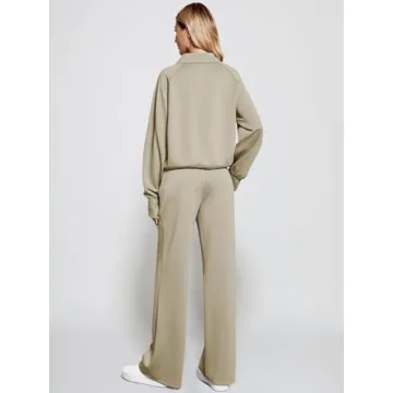 Casly Lamiit Women 2025 Fall Lounge Set Half Zip Sweatshirt Wide Leg Sweatpants