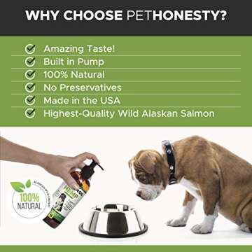 Pet Honesty Salmon Oil + Hemp for Dogs & Cats - Wild Alaskan Salmon Oil - Fish Oil, Hemp Oil, May Reduce Itching & Dry Skin, Omega-3 for Dogs, DHA for Pets, Joint/Immune Support, 16-oz Liquid Pump