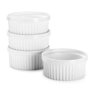 Sweese 12 Oz Porcelain Ramekins - Set of 4 for Baking