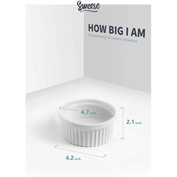Sweese 12 Oz Porcelain Ramekins - Set of 4 for Baking