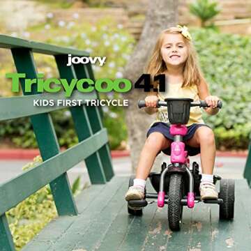 Joovy Tricycoo 4.1 Kids Tricycle with 4-Stages Featuring Extra-Wide Front Tire, Removable and Adjust...
