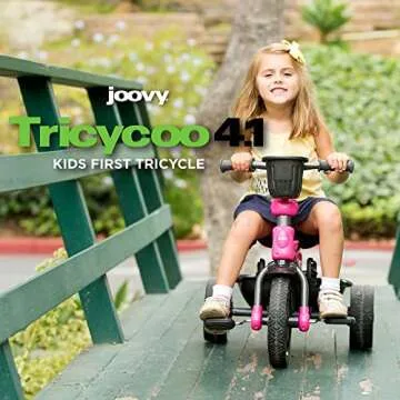 Joovy Tricycoo 4.1 Toddler Tricycle with 4 Adjustable Stages, Extra-Wide Tires, Parent Handle, and C...