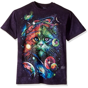 The Mountain Cosmic Cat Adult T-Shirt - A Vibrant Expression of Art and Comfort