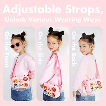 GenericABCDEFG Little Girls Purse, Kids Purse Easy Clean Cute Toddler Purse with DIY Cartoon Buckles, Gifts for Boys Girls Age 2 3 4 5 6 7 8