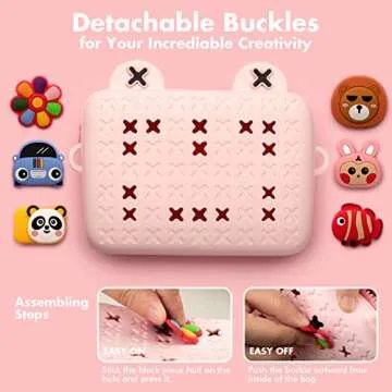 GenericABCDEFG Little Girls Purse, Kids Purse Easy Clean Cute Toddler Purse with DIY Cartoon Buckles, Gifts for Boys Girls Age 2 3 4 5 6 7 8
