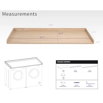 Life Finds 54 Inch Washer Dryer Countertop Light Wood LF-WDCT1C
