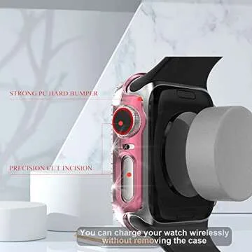 Case Compatible with Apple Watch Series 6/5/4 SE Bling PC Diamonds Bumper Face Cover for iwatch 40mm 44mm (5-Pack Rose, 40mm)