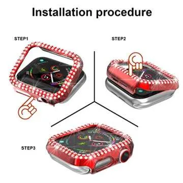 Case Compatible with Apple Watch Series 6/5/4 SE Bling PC Diamonds Bumper Face Cover for iwatch 40mm 44mm (5-Pack Rose, 40mm)