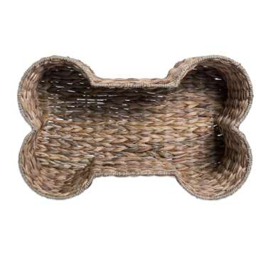 Bone Dry Pet Storage Collection Bone Shape Hyacinth Toy Basket, Natural, Small
