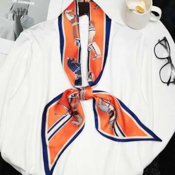 QIUTIMIY Silk Like Scarf for Women Neck Scarf Belt, Satin Scarf for Hair Tie Fashion Purse Scarf for...