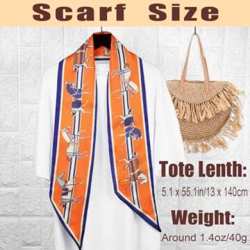 QIUTIMIY Silk Like Scarf for Women Neck Scarf Belt, Satin Scarf for Hair Tie Fashion Purse Scarf for Handbags Accessories Charm(Horse Orange)