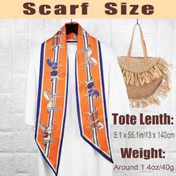 QIUTIMIY Silk Like Scarf for Women Neck Scarf Belt, Satin Scarf for Hair Tie Fashion Purse Scarf for Handbags Accessories Charm(Horse Orange)