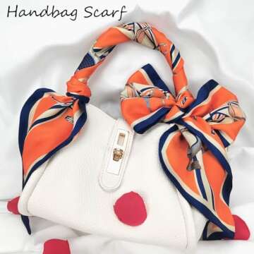 QIUTIMIY Silk Like Scarf for Women Neck Scarf Belt, Satin Scarf for Hair Tie Fashion Purse Scarf for Handbags Accessories Charm(Horse Orange)