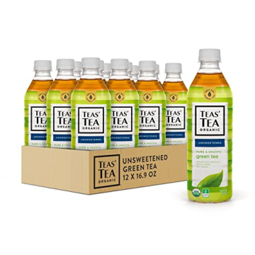 Teas' Tea Unsweetened Pure Green Tea, Organic, Sugar Free, 0 Calories, 16.9 Ounce (Pack of 12)