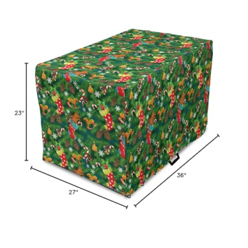 Festive Ambesonne Christmas Dog Crate Cover, Stylish and Durable