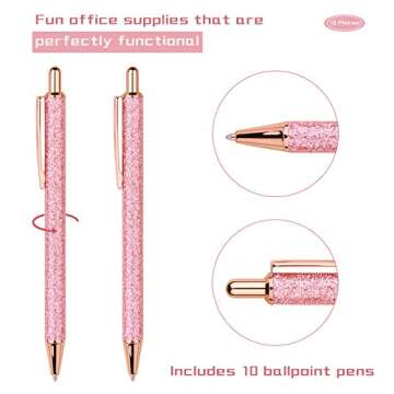 WY WENYUAN 10-Pcs Ballpoint Pens, Comfortable Writing Pens, Metal Retractable Pretty Journaling Pens...