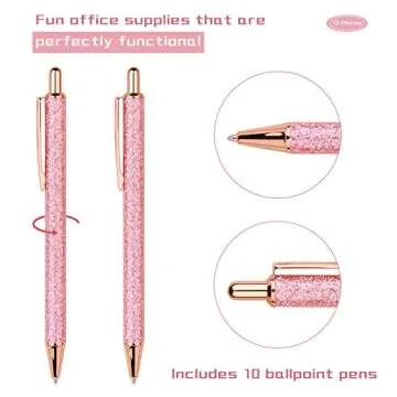 WY WENYUAN 10-Pcs Ballpoint Pens, Comfortable Writing Pens, Metal Retractable Pretty Journaling Pens...