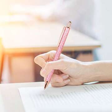 WY WENYUAN 10-Pcs Ballpoint Pens, Comfortable Writing Pens, Metal Retractable Pretty Journaling Pens, Black Ink Medium Point 1.0 mm Gift Pens, Cute Pens Office Supplies for Women