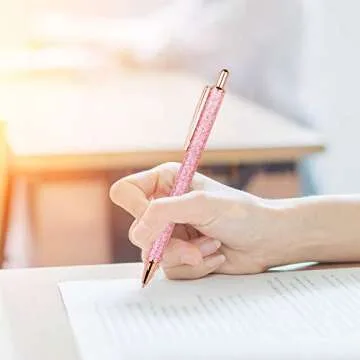 WY WENYUAN 10-Pcs Ballpoint Pens, Comfortable Writing Pens, Metal Retractable Pretty Journaling Pens, Black Ink Medium Point 1.0 mm Gift Pens, Cute Pens Office Supplies for Women