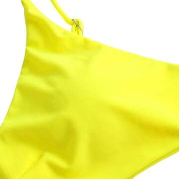 ZAFUL Women's Solid Spaghetti Strap Bralette Bikini Set Two Piece Swimsuit (1-Yellow, M), Medium