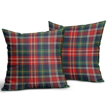 Christmas Plaid Pillow Covers Set of 2 Decorative Cushions