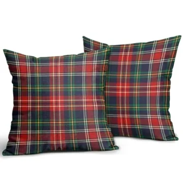 Christmas Plaid Pillow Covers Set of 2 Decorative Cushions