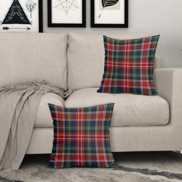 Christmas Plaid Pillow Covers Set of 2 Decorative Cushions