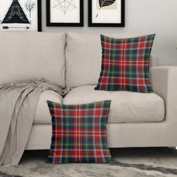 Christmas Plaid Pillow Covers Set of 2 Decorative Cushions