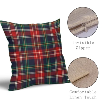 Christmas Plaid Pillow Covers Set of 2 Decorative Cushions
