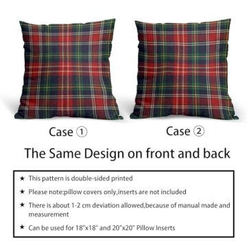 Christmas Plaid Pillow Covers Set of 2 Decorative Cushions