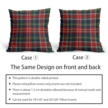 Christmas Plaid Pillow Covers Set of 2 Decorative Cushions