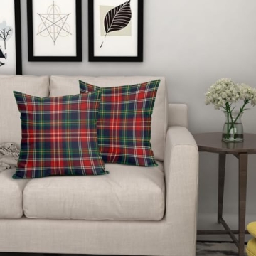 Christmas Plaid Pillow Covers Set of 2 Decorative Cushions