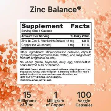 Jarrow Formulas Zinc Balance - 15 mg with Copper for Immune Support