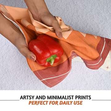 Folkulture Kitchen Towels and Dishcloth Set, Tea Towels with Hanging Loop, 20" X 26" Boho Dish Towel...