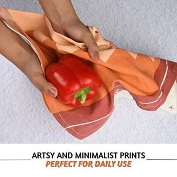 Folkulture Kitchen Towels and Dishcloth Set, Tea Towels with Hanging Loop, 20" X 26" Boho Dish Towel...