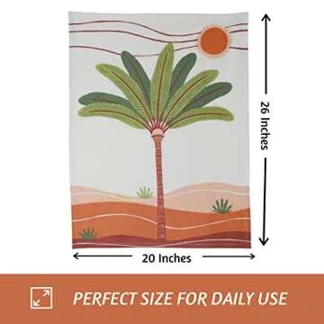 Folkulture Kitchen Towels and Dishcloth Set, Tea Towels with Hanging Loop, 20" X 26" Boho Dish Towels, 100% Cotton Modern Dish Cloth, Flour Sack Hand Towel for Home Décor, Set of 3, Desert